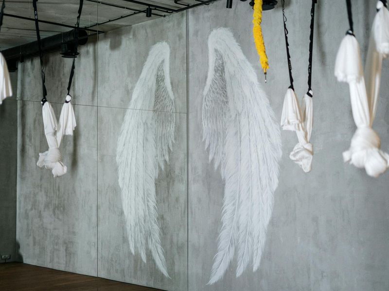 Atmospheric photo of a minimalist yoga studio